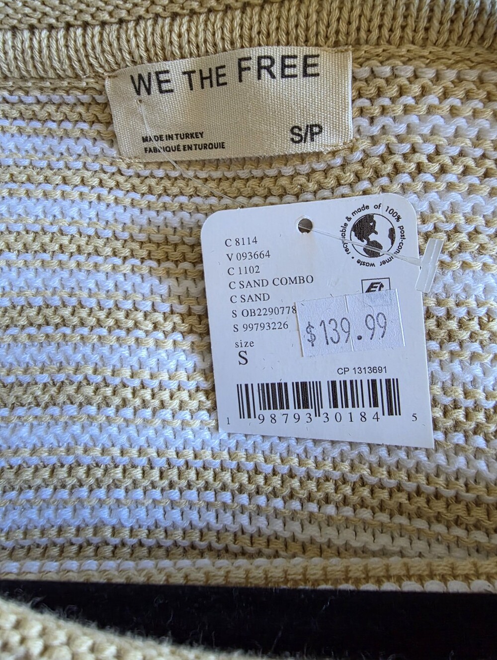 NWT Free People We The Free Asher Pullover Sweater Sand Combo - Picture 4 of 7